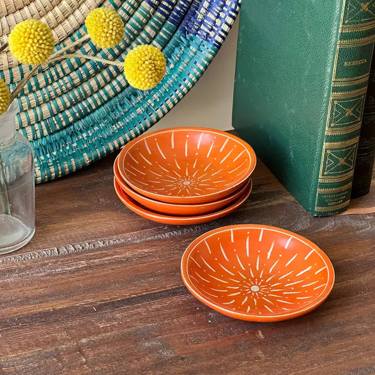 Soapstone Dish, Orange Etched
