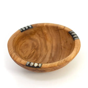 Small Olive Wood Bowls with Bone Inlay
