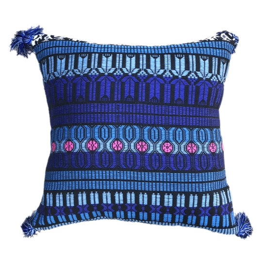 Guatemalan Brocade Throw Pillow - Blue / Green