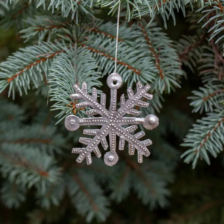 Haitian Snowflake Metal Drum Christmas Ornament